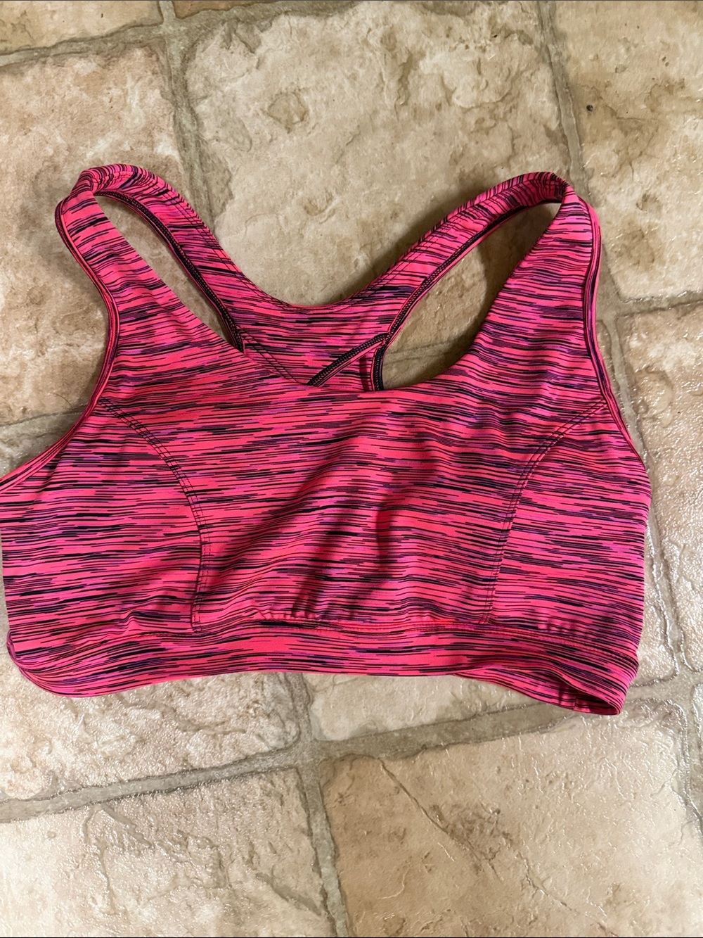 tek gear Hot Pink & Black Striped Racerback Sports Bra